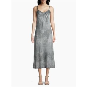 Calvin Klein Printed Sleeveless Long Slip Dress, Gray Tie Dye